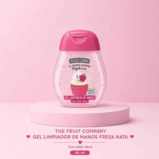 The Fruit Company Gel Limpiador de Manos Fresa Nata con Aloe Vera – 45 ml