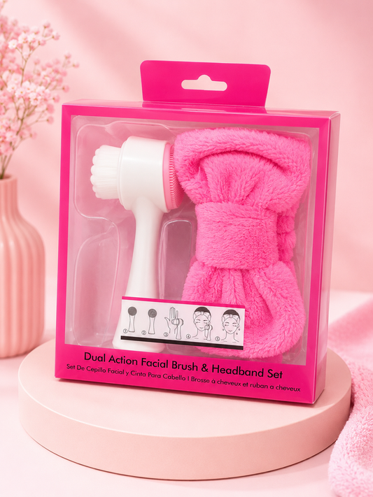 🩷 Set Facial Dual Action Brush & Headband – Limpieza y Cuidado Facial