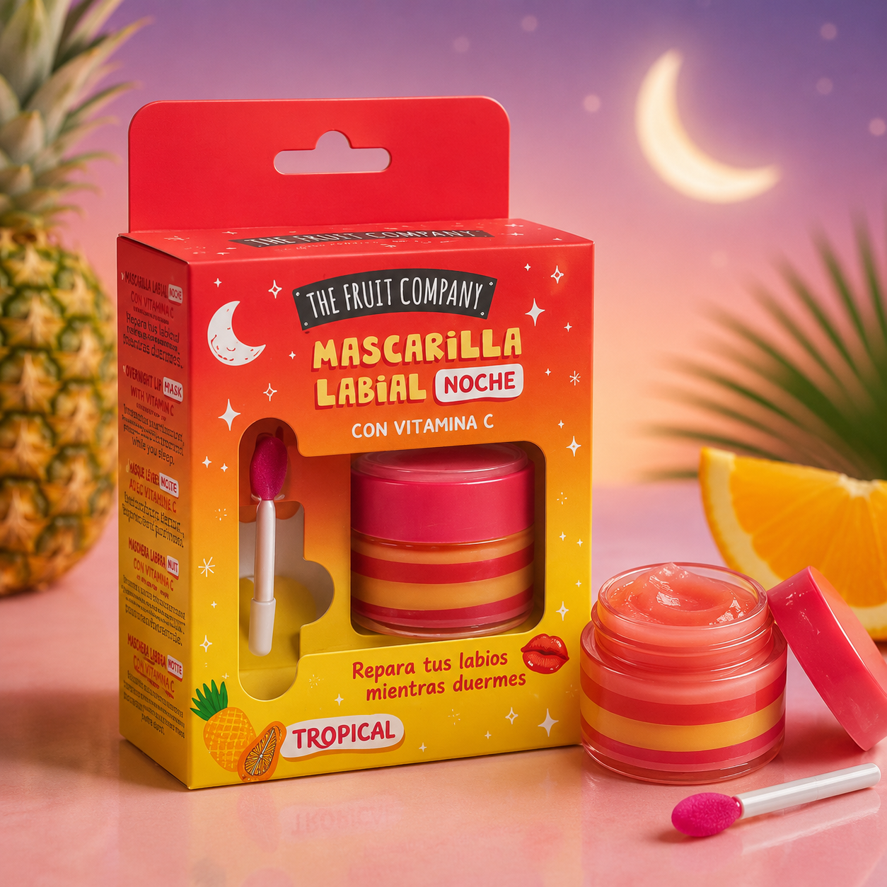 The Fruit Company Mascarilla Labial de Noche Tropical con Vitamina C | Overnight Lip Mask