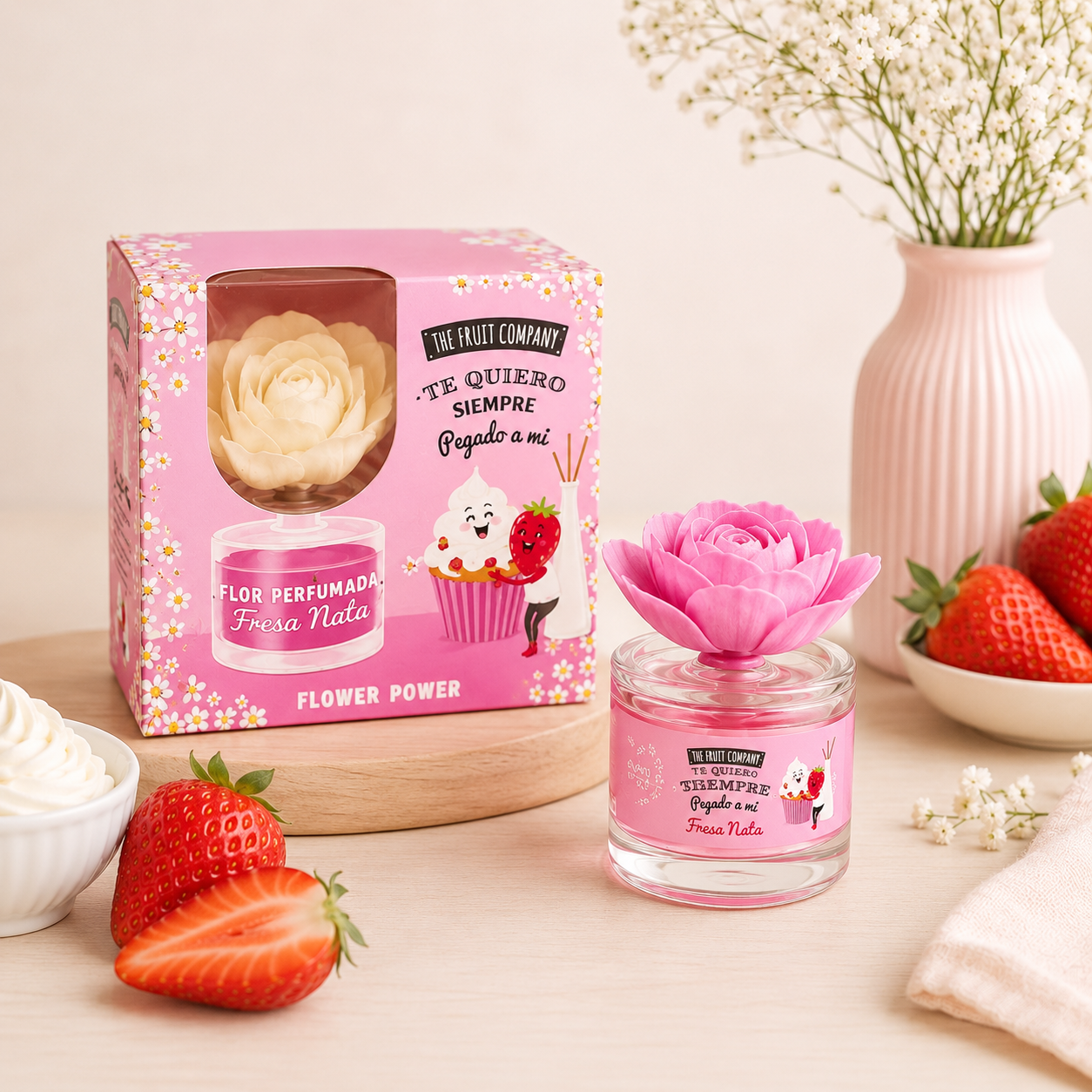 Flor Perfumada Fresa Nata – The Fruit Company | Ambientador Decorativo para Hogar