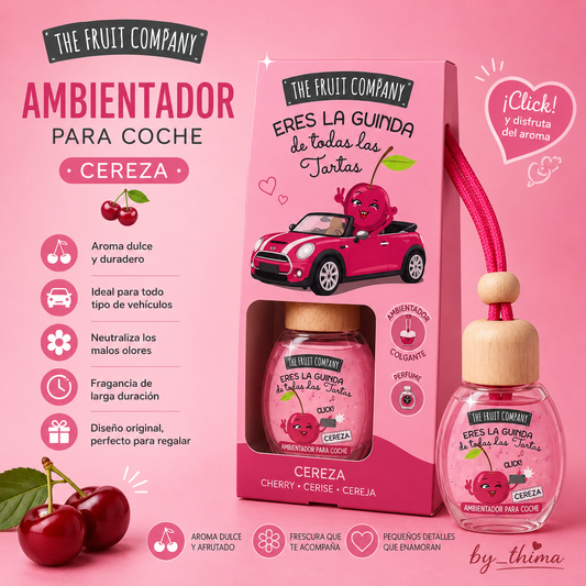 Ambientador para Coche The Fruit Company Cereza – Aroma Dulce y Duradero