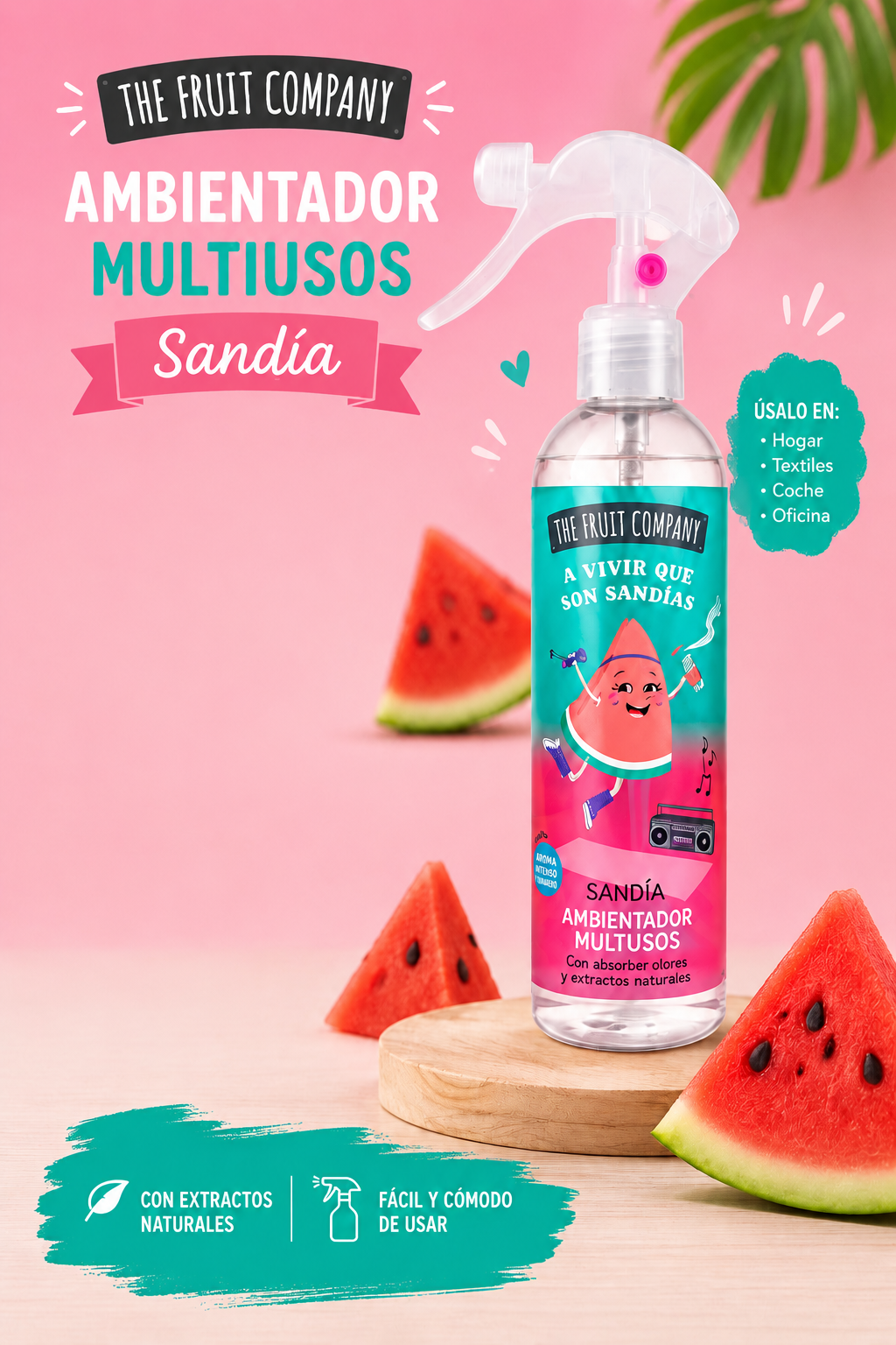 The Fruit Company Ambientador Multiusos Sandía 250 ml – Frescura Dulce para Hogar y Textiles