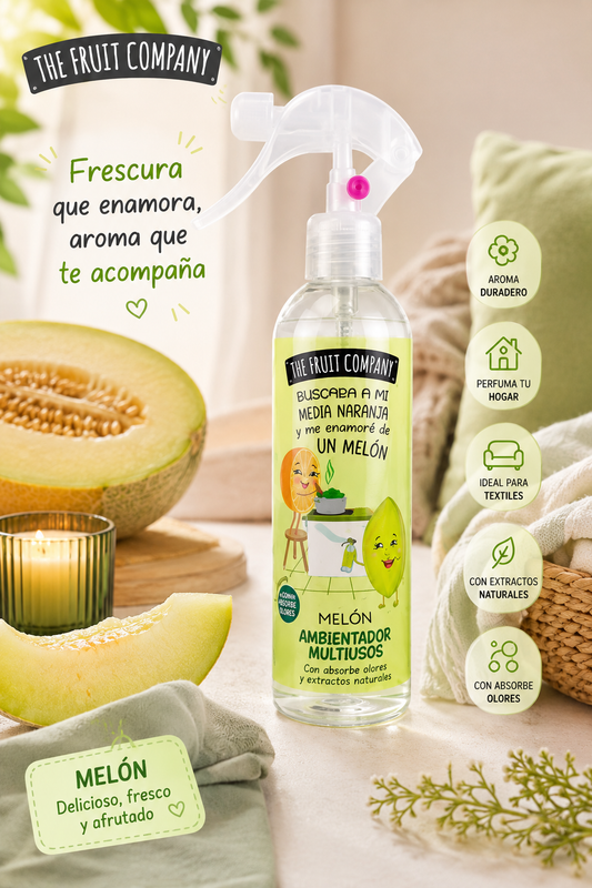 The Fruit Company Ambientador Multiusos Melón | Spray Perfumado para Hogar y Textiles